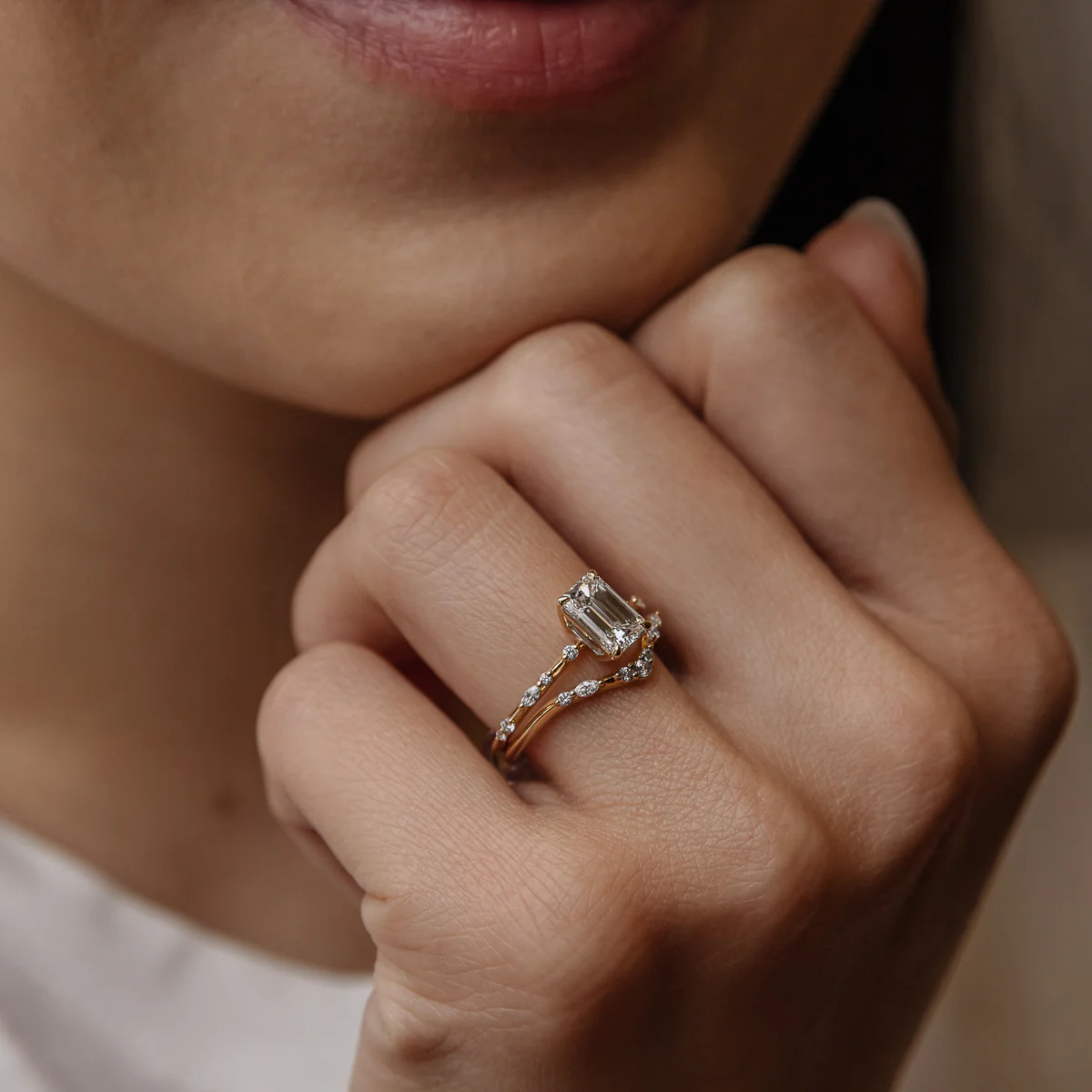 Amelie V-Shaped Diamond Wedding Band | Round & Marquise Cut - Image 3